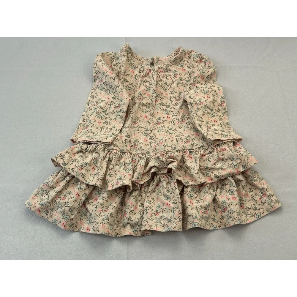 Baby Gap Girls Floral Ruffle Tiered Dress Pink 3-6 Months Cottagecore Cotton